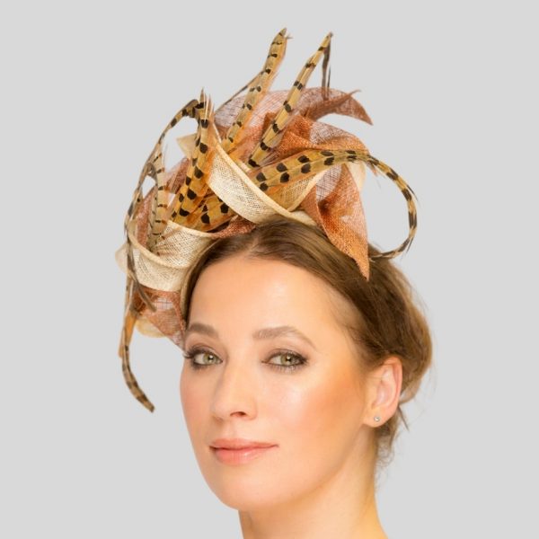 Bronze Pheasant Feather Race Day Fascinator Headpiece