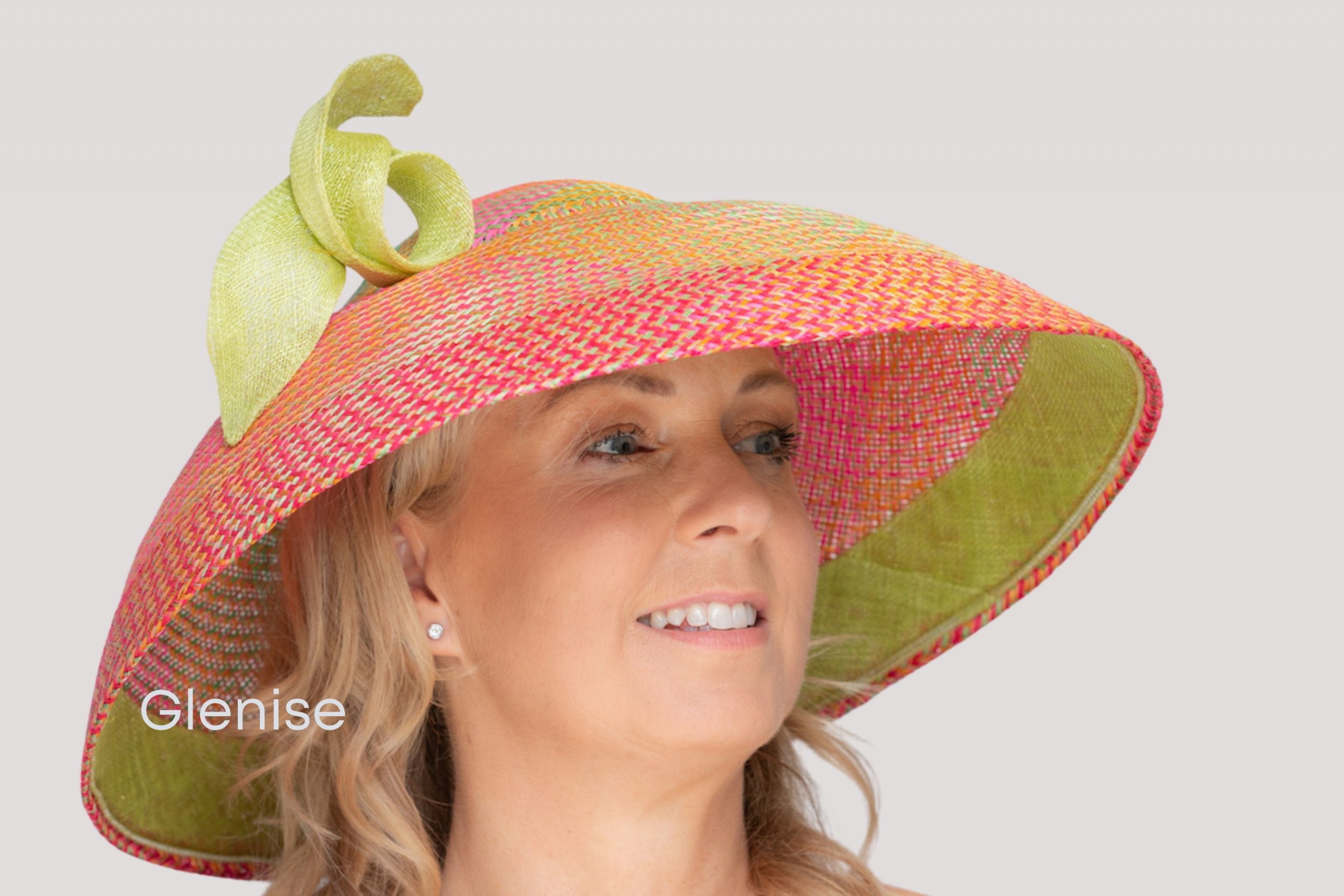 Glenise is a hand formed Dior style picture brim style buntal hat