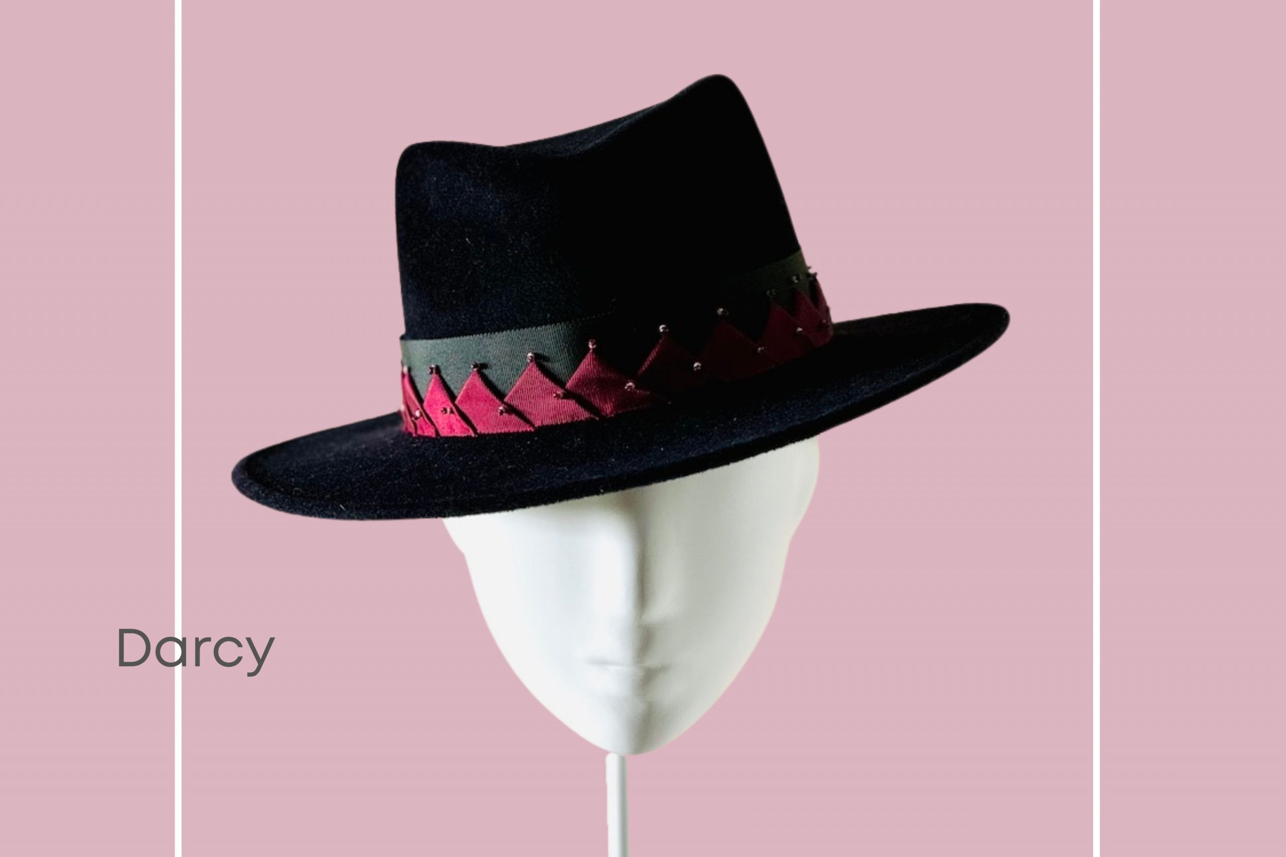 Darcy is a gorgeous dark midnight blue peachbloom felt fedora.